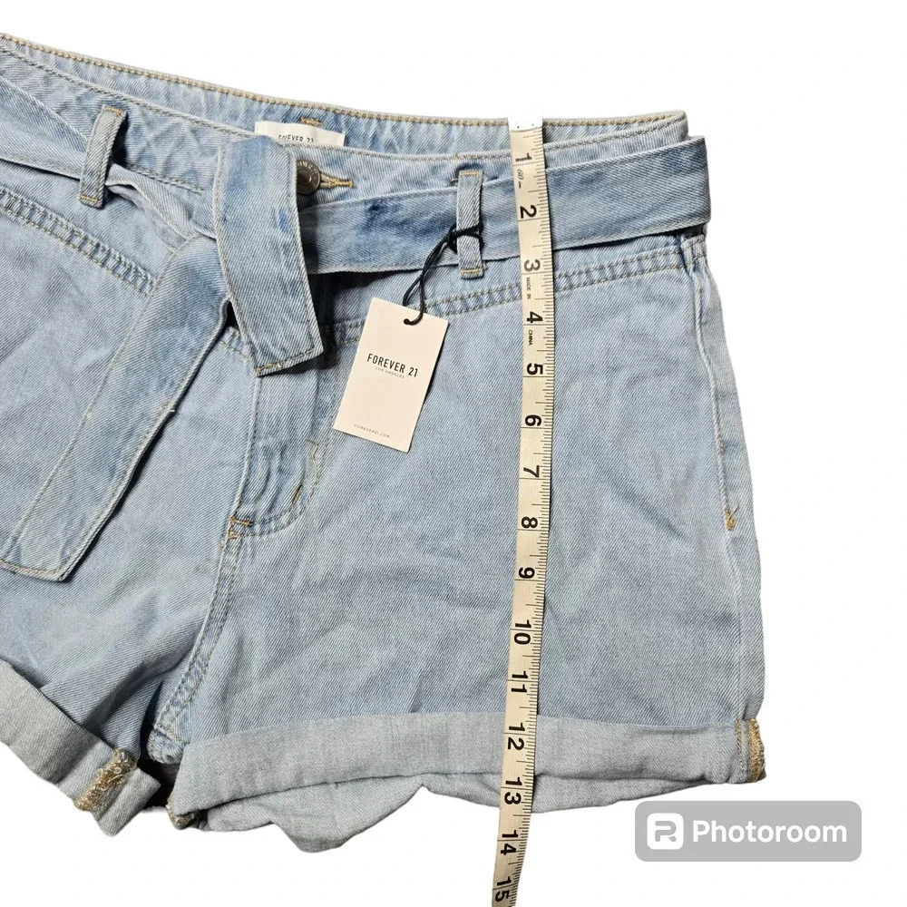 Forever‎ 21 Denim Cuffed Belt Shorts